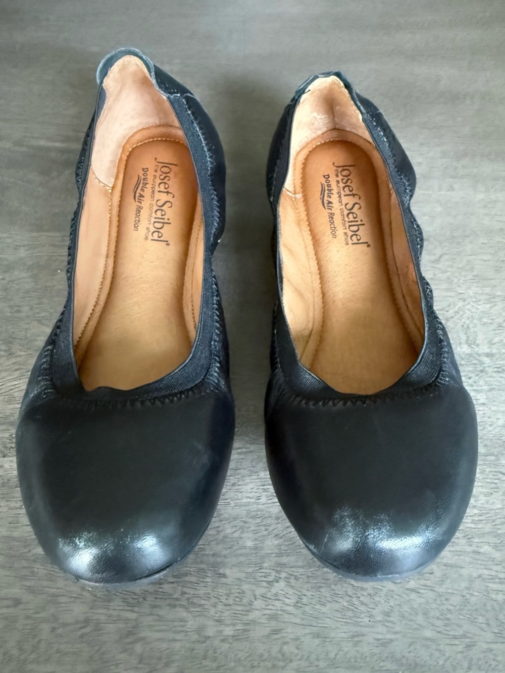 Josef Seibel Women's Black Leather Ballet Flats Size 8